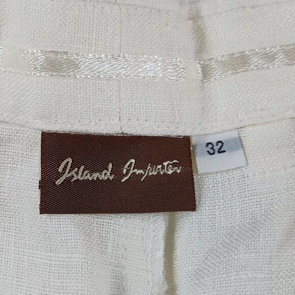 Island Importer Men's Ivory 100% Linen Beach Pants Pockets Size 32x27.5 - Picture 2 of 9